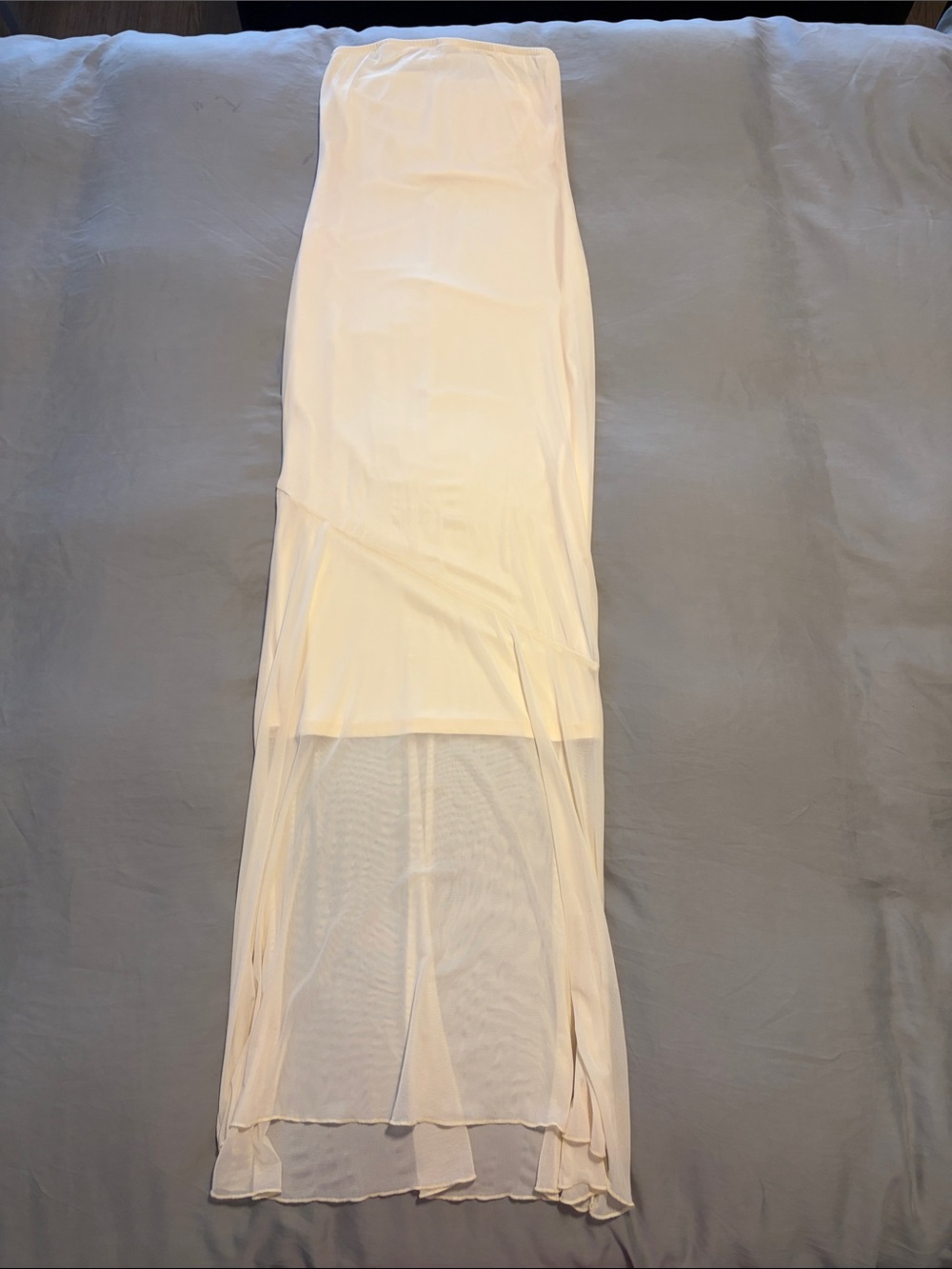 Women's Butter Yellow Maxi Dress with Sheer Overlay
